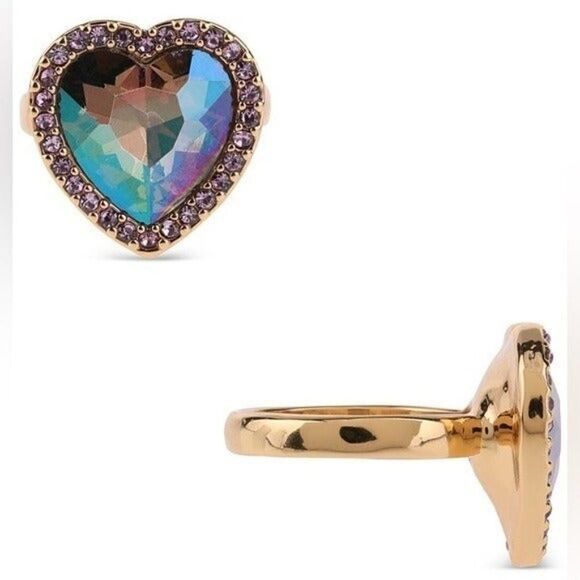 INC International Concepts Gold-Tone Purple Abalone Heart Ring Size 5 New - Picture 1 of 6